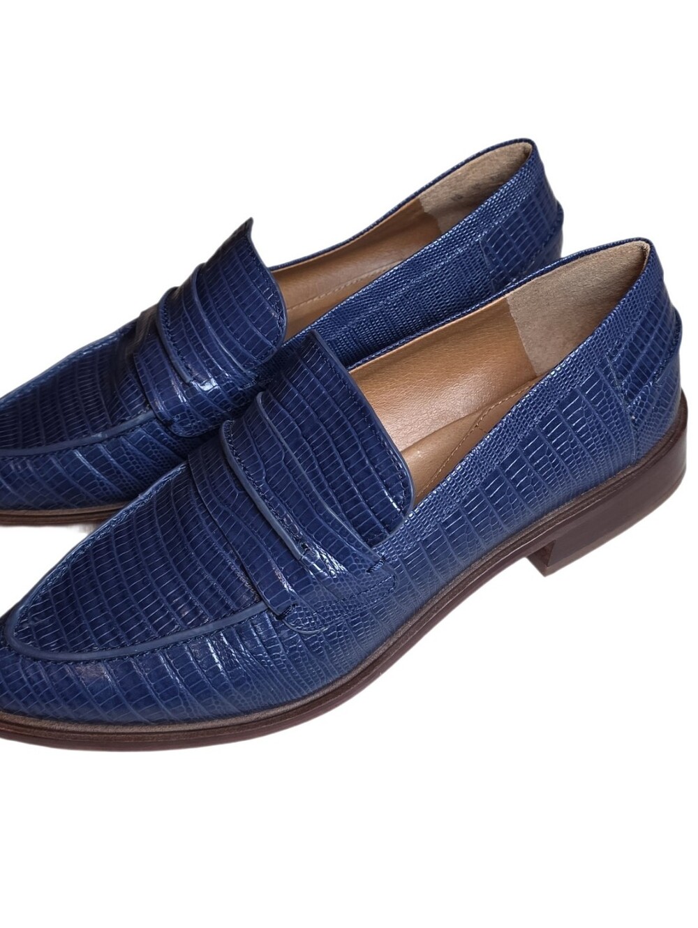 SARTO by Franco Sarto Irena Cobalt Blue Lizard Embossed Pointed Toe Leather 9 - Picture 7 of 12